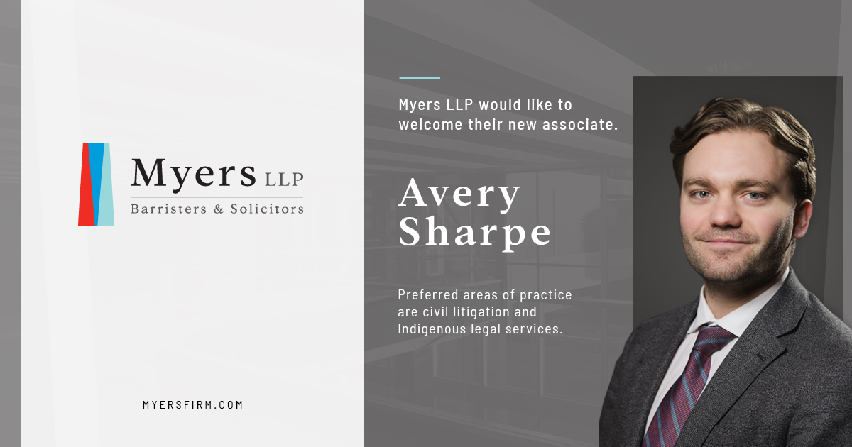 Avery Sharpe joins Myers LLP